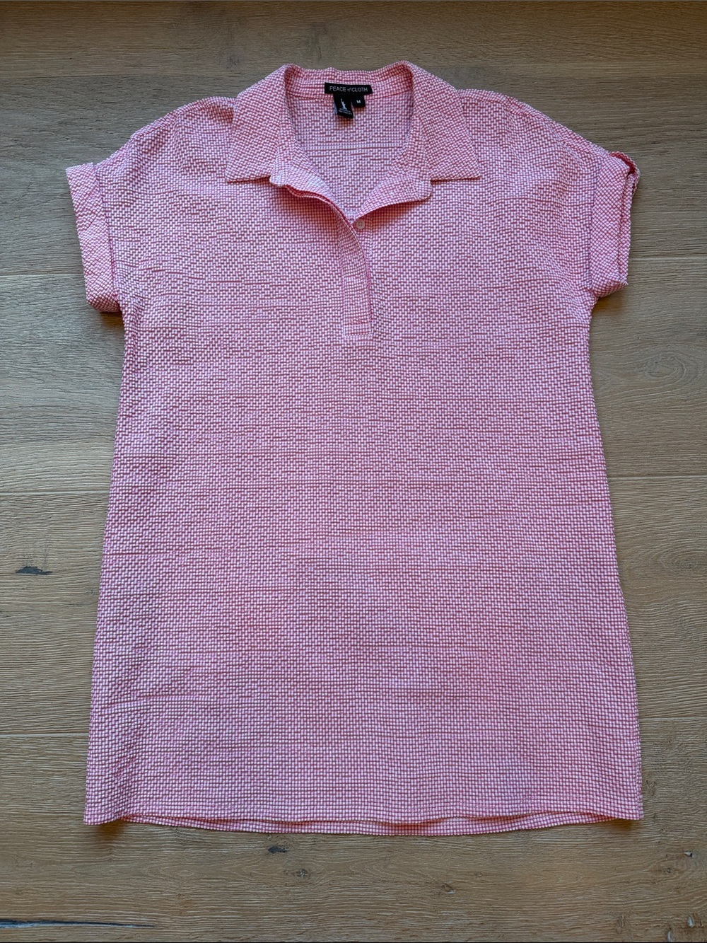 Peace of Cloth Ibiza Check Kyle Dress | Pink Textured Cotton-Blend | Shift Dress